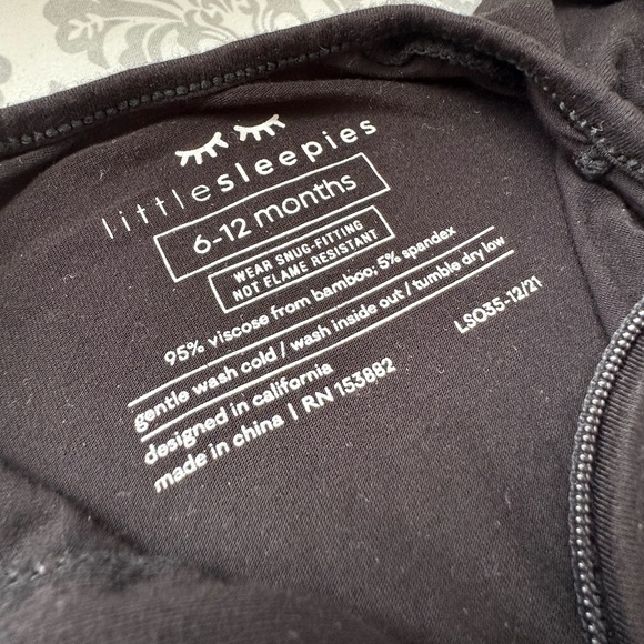 Little Sleepies All Black Baby Onesie Zippy - Picture 2 of 2